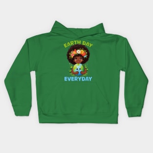 Earth Day Everyday Cute Afro Hair Girl Earth Day 2024 Kids Kids Hoodie